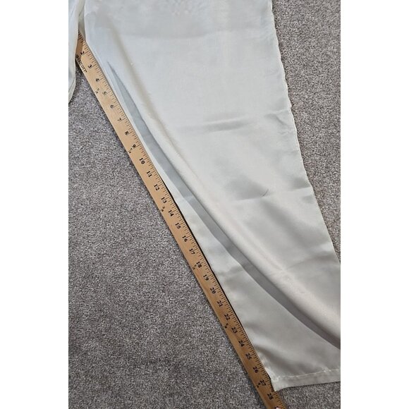 Victoria's Secret 2 Pc Vtg 90s Satin Floral Pajama Set Top Pants Ivory Women's L - Picture 10 of 16